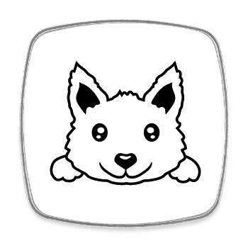 Kleiner süßer Hund Design - Viereckiger Kühlschrankmagnet - Weiß - Vorne