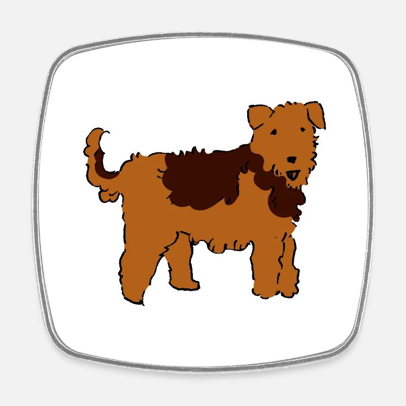 Airedale Terrier - Viereckiger Kühlschrankmagnet - Weiß