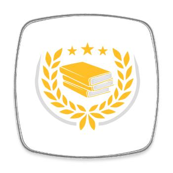 Laurel wreath stacked books stars - Square fridge magnet - white - Front
