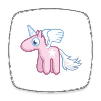 Angel the SkyPony - Ange pony - Magnet carré - blanc - Devant