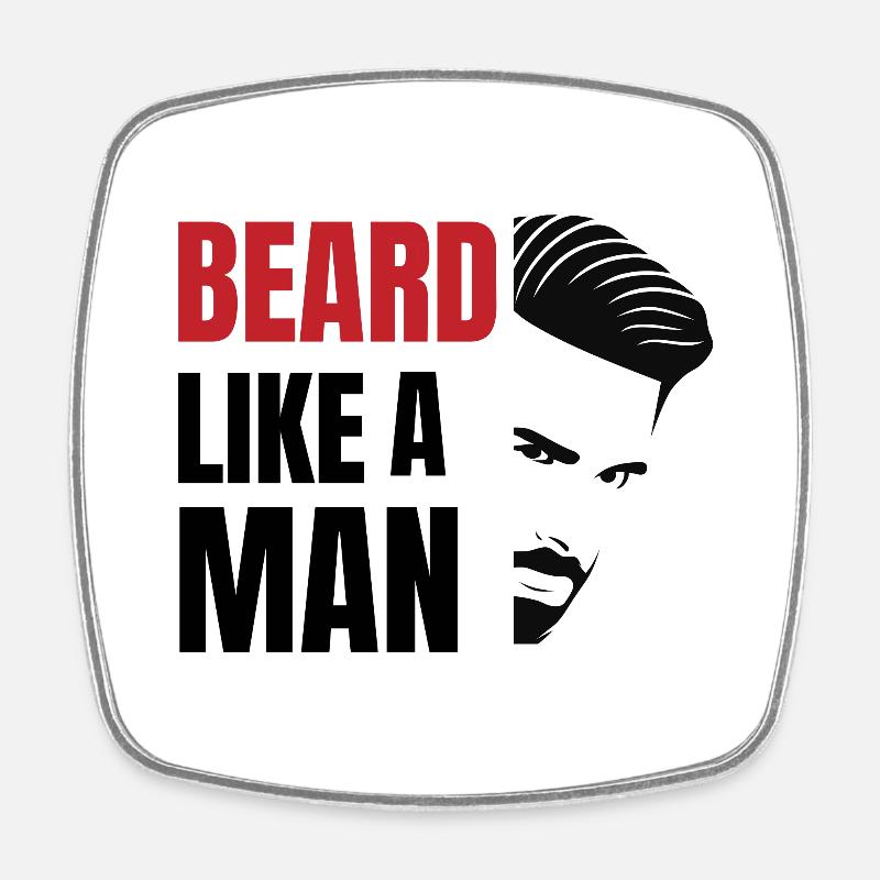 Barbe - Magnet carré - blanc