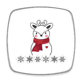 Weihnachten Rentier Schneemann im Wald mit viel - Viereckiger Kühlschrankmagnet - Weiß - Vorne