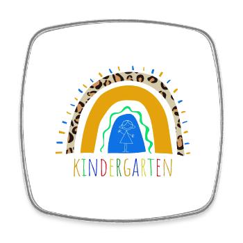 Kindergarten Leopard Rainbow - Square fridge magnet - white - Front