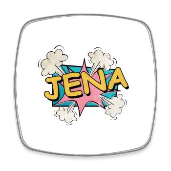 Jena Germany City Font Pop Art Comic - Square fridge magnet - white - Front
