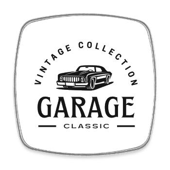 Vintage Garage - Viereckiger Kühlschrankmagnet - Weiß - Vorne