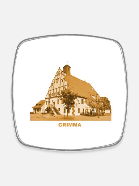 Grimma Rathaus Sachsen Leipzig Mulde - Viereckiger Kühlschrankmagnet - Weiß