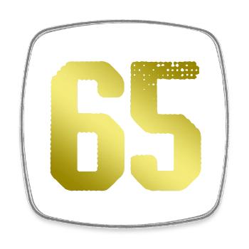 65 number jersey - Square fridge magnet - white - Front