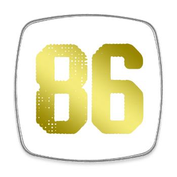 86 number jersey - Square fridge magnet - white - Front