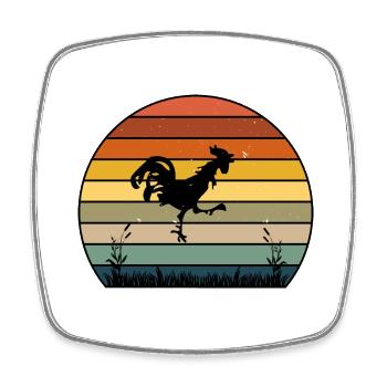 Cadeau Vintage Poulet Retro Coq - Magnet carré - blanc - Devant