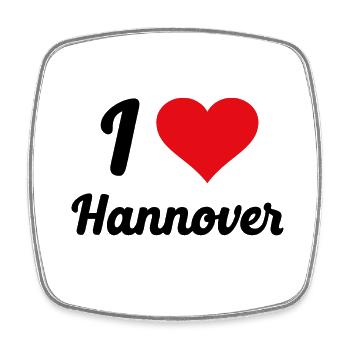 I Love Hannover - Viereckiger Kühlschrankmagnet - Weiß - Vorne