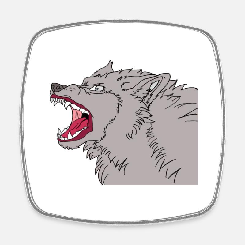 Wild wolf - Magnet carré - blanc
