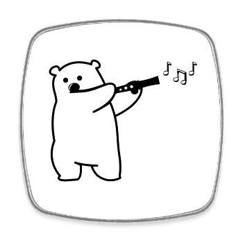 L’ours joue de la flûte - Magnet carré - blanc - Devant