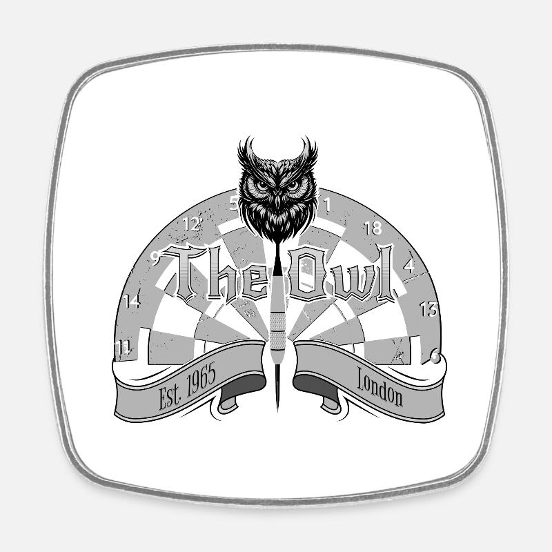 Darts The Owl - Square fridge magnet - white