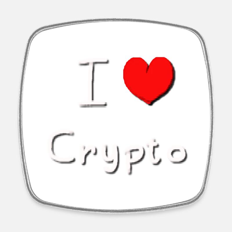I love Crypto - Square fridge magnet - white
