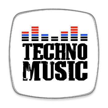 Techno Music - Viereckiger Kühlschrankmagnet - Weiß - Vorne