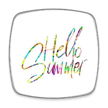 Hello Summer - Viereckiger Kühlschrankmagnet - Weiß - Vorne