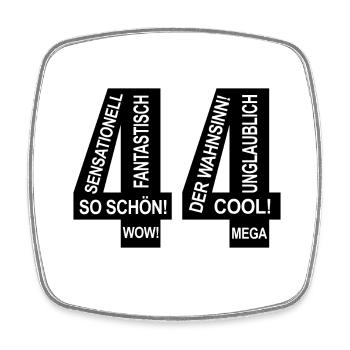 44. Geburtstag Wow Lustiges Motiv Nummer Ziffer 44 - Viereckiger Kühlschrankmagnet - Weiß - Vorne