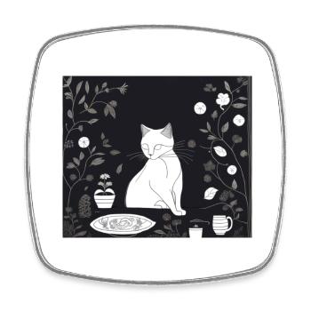 Miau - Viereckiger Kühlschrankmagnet - Weiß - Vorne