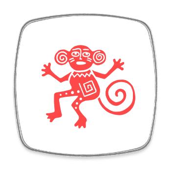 Ancien symbole mexicain, singe, singe - Magnet carré - blanc - Devant