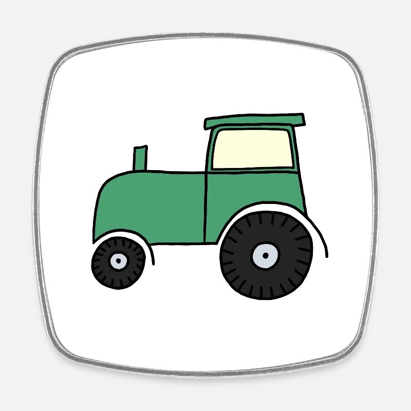 Tracteur tracté - Magnet carré - blanc