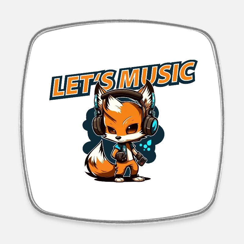 Music Fox - Square fridge magnet - white