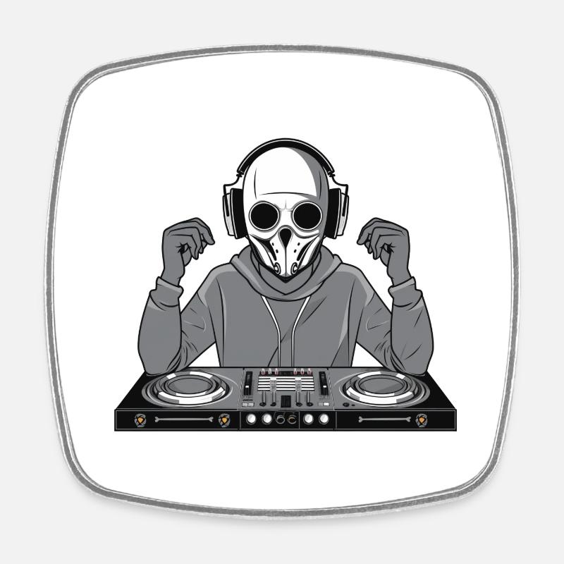 DJ Skull Face - Square fridge magnet - white
