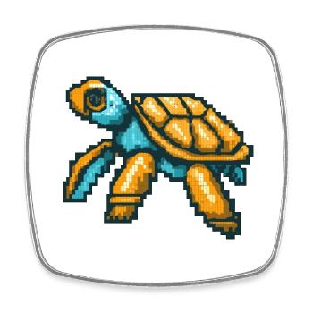 Pixel turtle in nostalgic 8 bit style - Square fridge magnet - white - Front