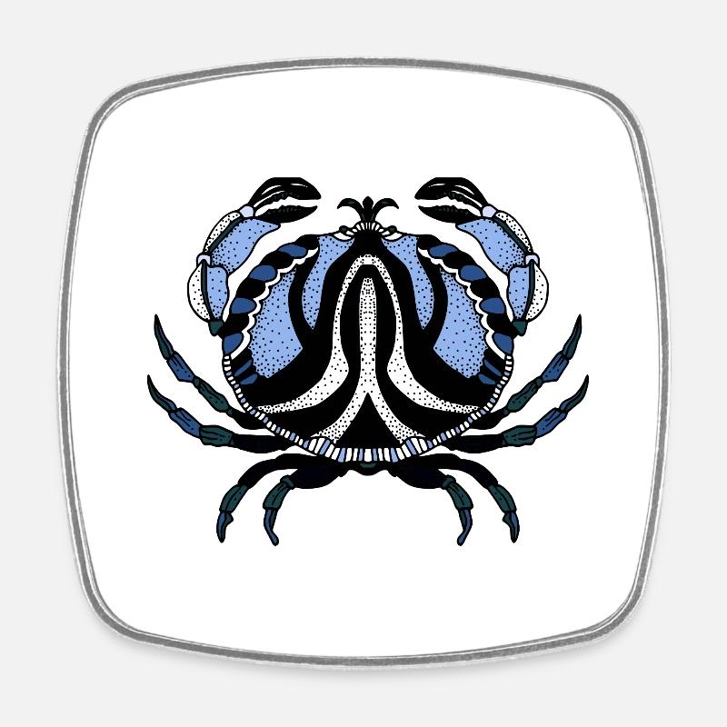 Crabe - Magnet carré - blanc