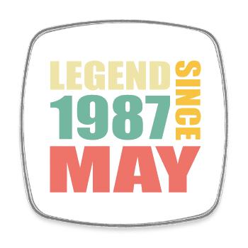 36th Birthday May Vintage 1987 Gift Idea - Square fridge magnet - white - Front
