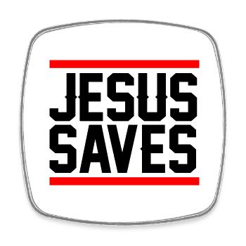Jesus Saves - Viereckiger Kühlschrankmagnet - Weiß - Vorne