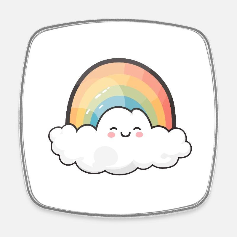 Cloud 'n' Rainbow - Magnet carré - blanc