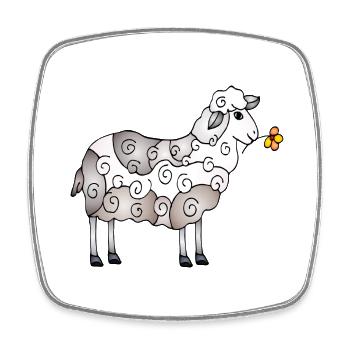 Sheep - Square fridge magnet - white - Front