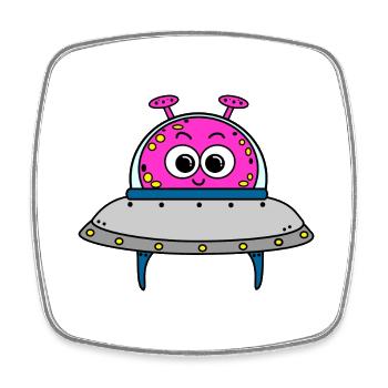 Alien - Viereckiger Kühlschrankmagnet - Weiß - Vorne