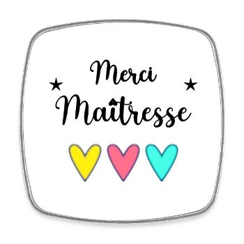 MERCI. MERCI MAÎTRESSE. CADEAU MAÎTRESSE. VACANCES - Magnet carré - blanc - Devant