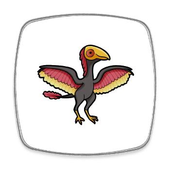 Cute Archaeopteryx, Dino, Dinosaur - Square fridge magnet - white - Front