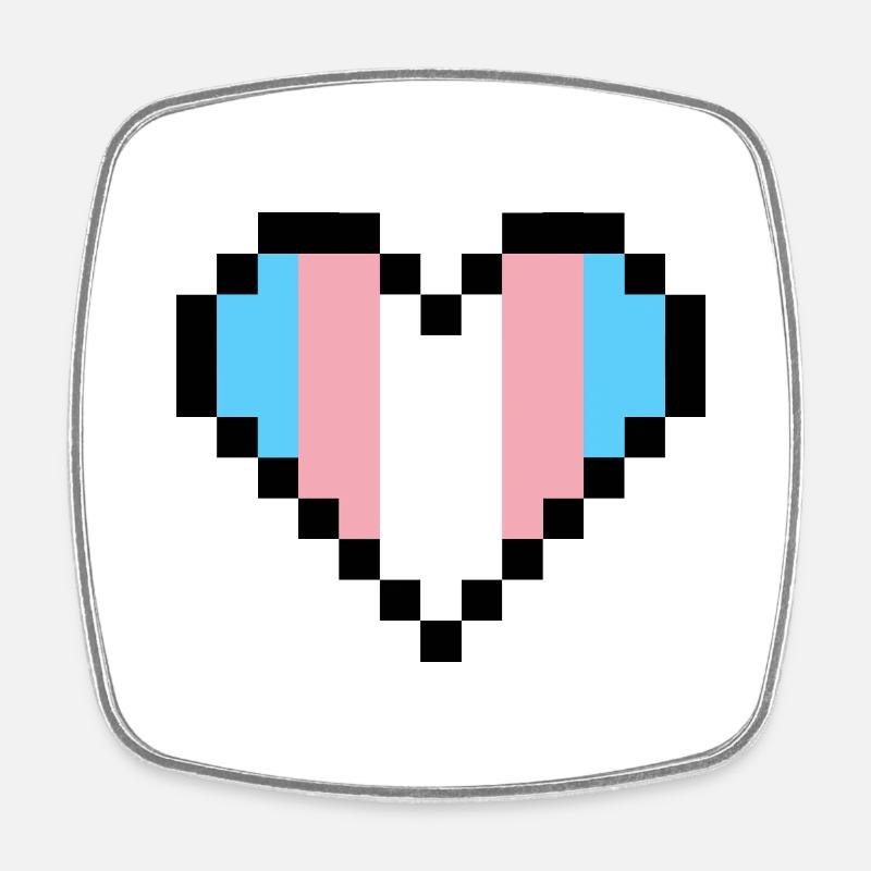 Transgender Pride Pixel Art Heart - Square fridge magnet - white