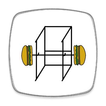 Sport Gym Fitness Hamburger - Magnet carré - blanc - Devant