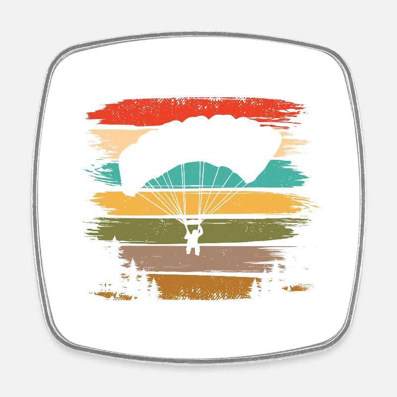 Vintage Skydiver: Retro Fallschirm-Design - Viereckiger Kühlschrankmagnet - Weiß