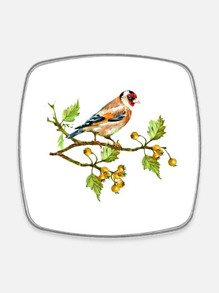 Bunter Vogel - Viereckiger Kühlschrankmagnet - Weiß