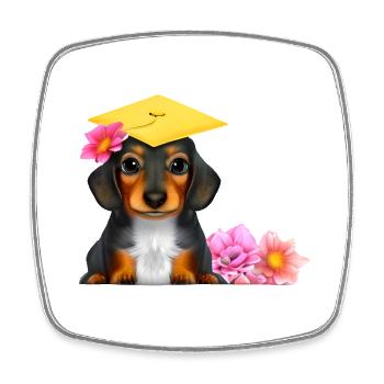 Bachelor Dachshund Schulabschluss Studium Hunde - Viereckiger Kühlschrankmagnet - Weiß - Vorne