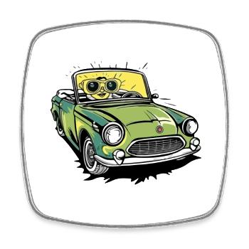 Lise en cabriolet - Magnet carré - blanc - Devant