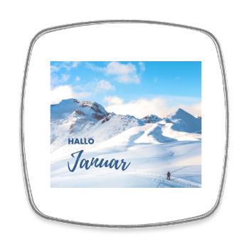 Hallo Januar - Viereckiger Kühlschrankmagnet - Weiß - Vorne