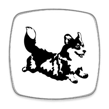 Corgi - Magnet carré - blanc - Devant