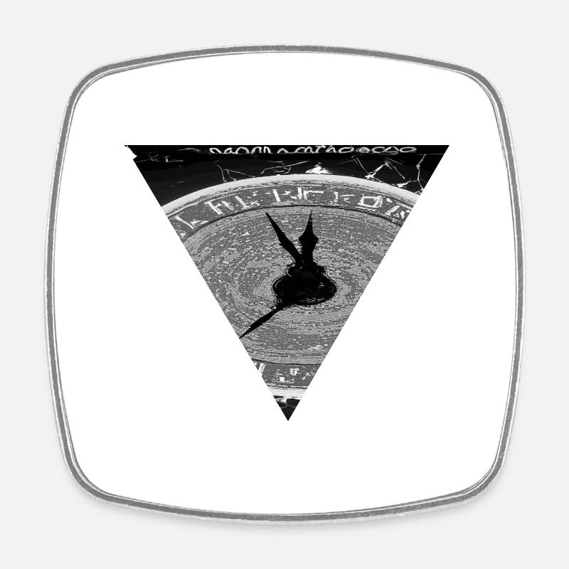 Black and Grey Clock Design - Square fridge magnet - white