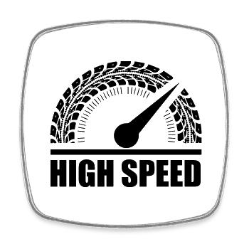 reifen tacho high speed - Viereckiger Kühlschrankmagnet - Weiß - Vorne