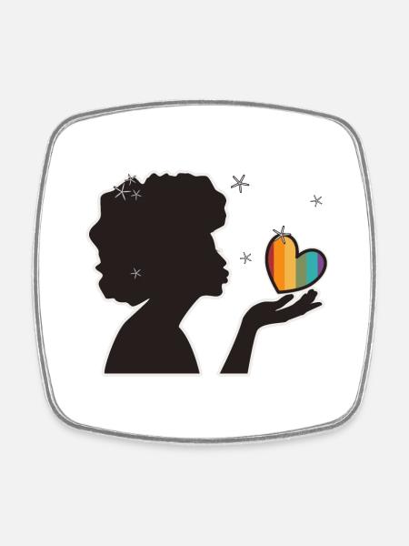Handkuss queer - Viereckiger Kühlschrankmagnet - Weiß