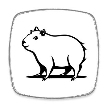 Un capybara mignon dans une tige de dessin animé - Magnet carré - blanc - Devant