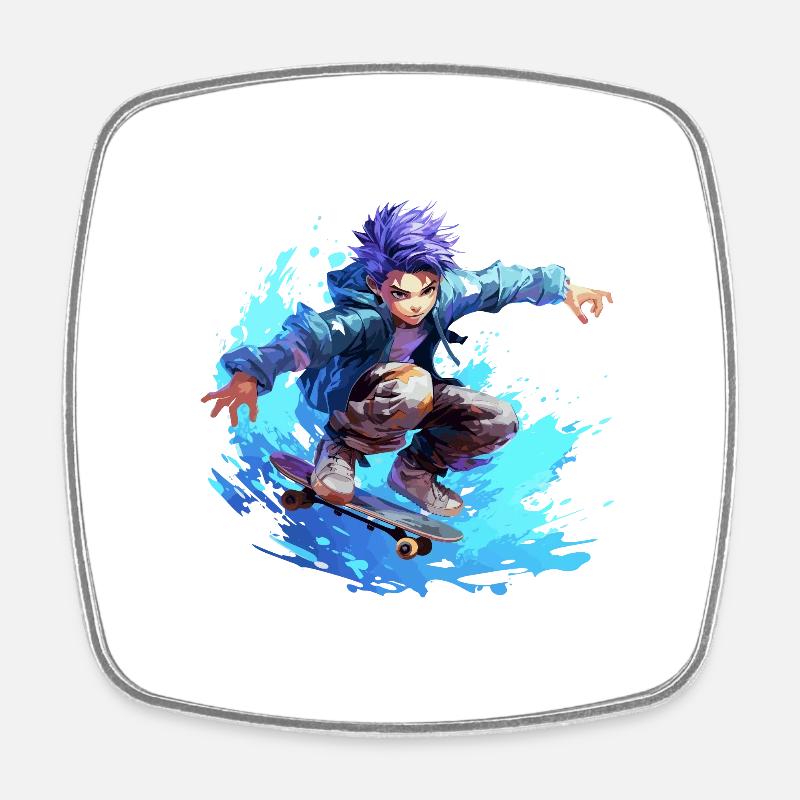 Anime Skater - Square fridge magnet - white