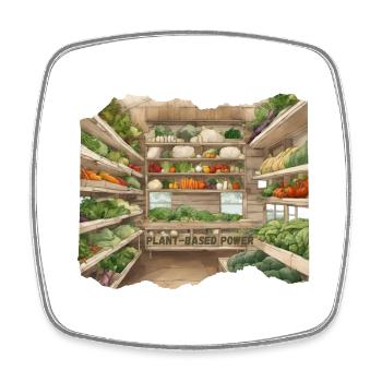Vegetables stand anime style plant based power - Square fridge magnet - white - Front