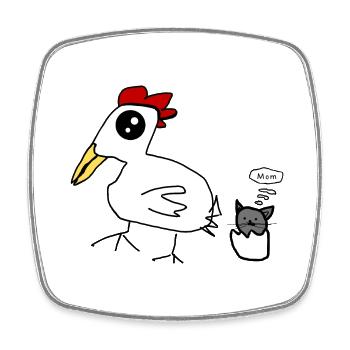 Katze Huhn - Viereckiger Kühlschrankmagnet - Weiß - Vorne